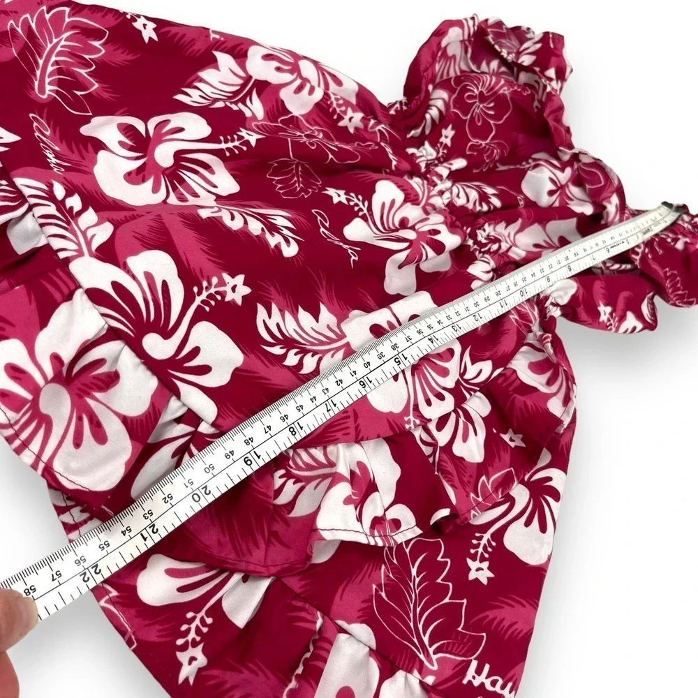 Ali'i Fashions Hawaii Dress Kids Girls 6 Magenta Pink Hawaiian Floral Ruffle - Picture 10 of 10